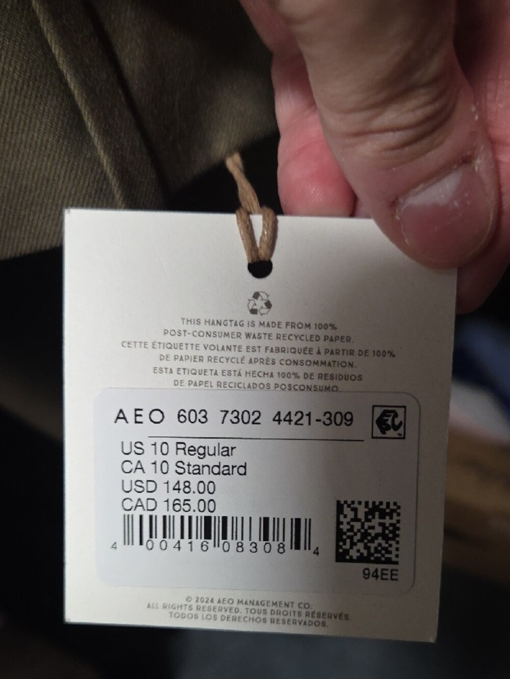 AE77 Olive Green Cargo Trousers Size 10 - Picture 7 of 7